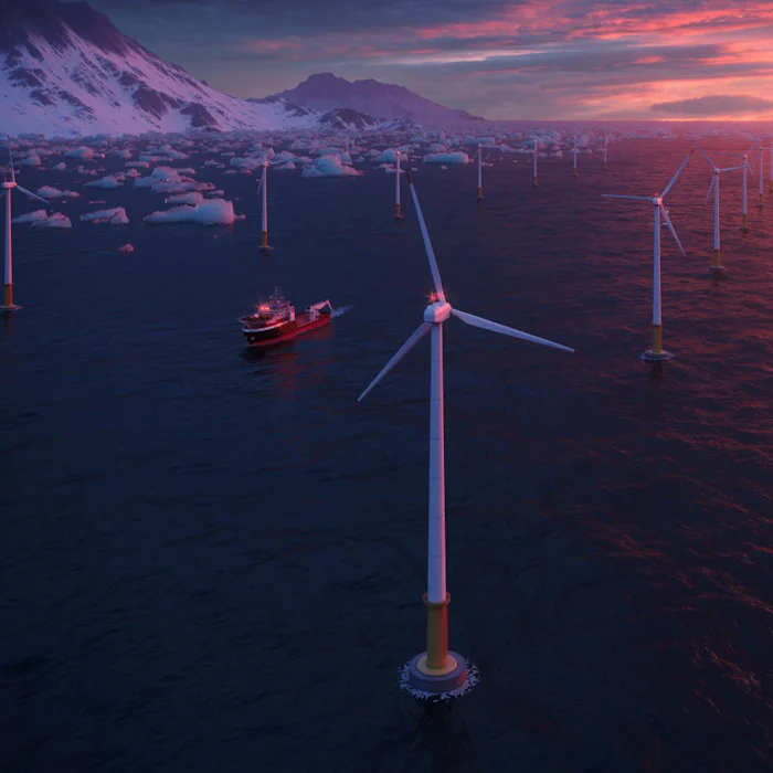 A wind farm in a polar environment.