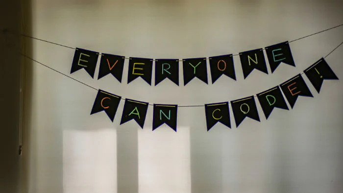 A banner that reads "Everyone can code".
