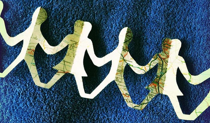 Paper chain made from map